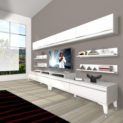 Ekoflex 360y Mdf Silver Tv Ünitesi Tv Sehpası - Parlak Beyaz
