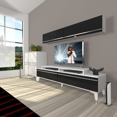 Ekoflex 6y Mdf Silver Tv Ünitesi Tv Sehpası - Beyaz Siyah
