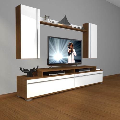 Ekoflex 7 Mdf Tv Ünitesi Tv Sehpası - Ceviz Beyaz