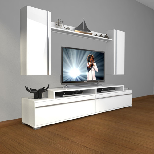 Ekoflex 7 Mdf Tv Ünitesi Tv Sehpası - Parlak Beyaz