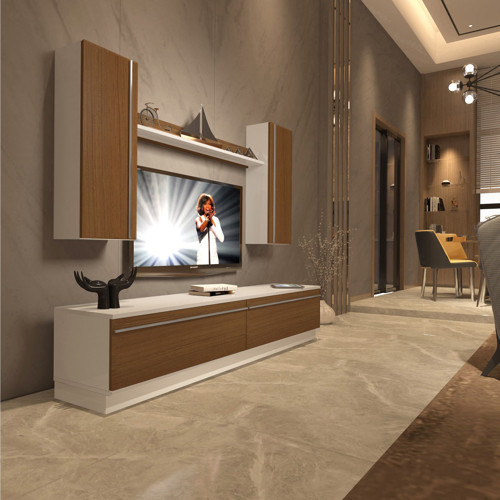Eko 5db Mdf Std Tv Ünitesi Tv Sehpası - Beyaz Ceviz