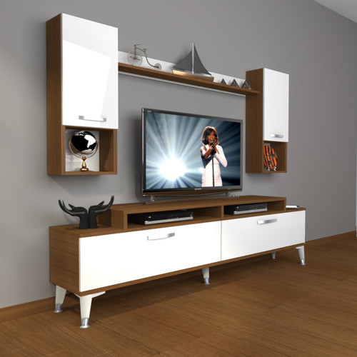 Ekoflex 5da Mdf Silver Tv Ünitesi Tv Sehpası - Ceviz Beyaz