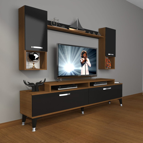 Ekoflex 5da Mdf Silver Tv Ünitesi Tv Sehpası - Ceviz Siyah