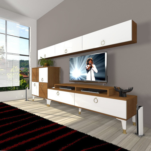 Ekoflex 8 Mdf Gold Tv Ünitesi Tv Sehpası - Ceviz Beyaz