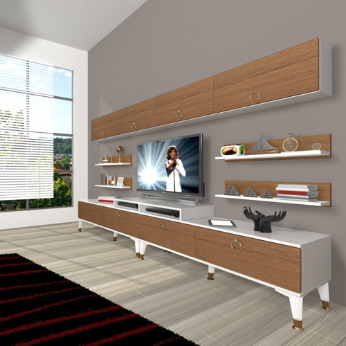 Ekoflex 360y Mdf Gold Tv Ünitesi Tv Sehpası - Beyaz Ceviz