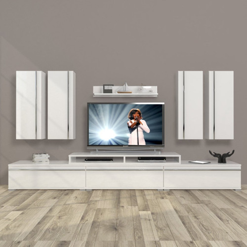 Ekoflex 8d Mdf Tv Ünitesi Tv Sehpası - Parlak Beyaz