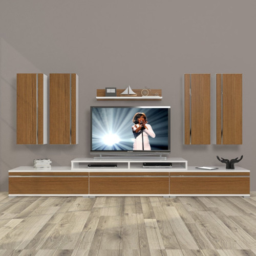 Ekoflex 8d Mdf Tv Ünitesi Tv Sehpası - Beyaz Ceviz