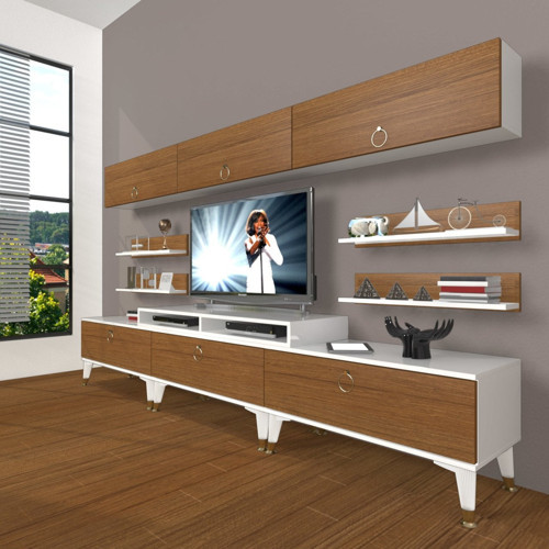 Ekoflex 8y Mdf Gold Tv Ünitesi Tv Sehpası - Beyaz Ceviz