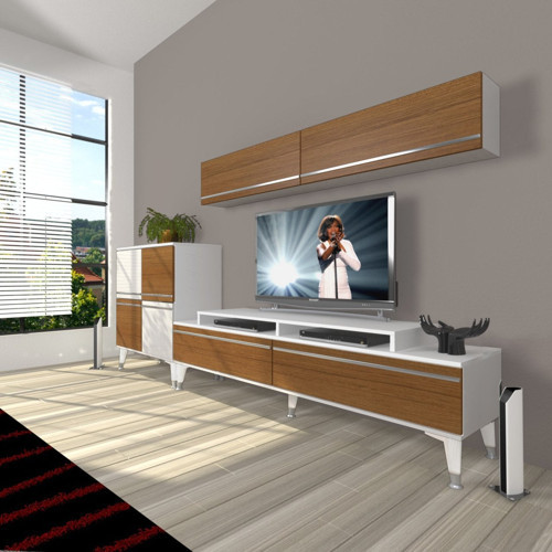 Ekoflex 6y Mdf Silver Tv Ünitesi Tv Sehpası - Beyaz Ceviz