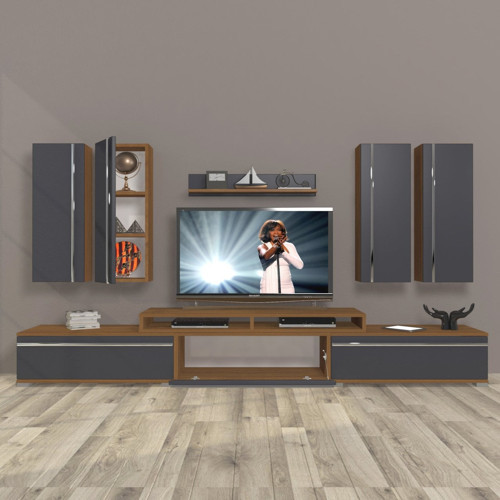 Ekoflex 8d Mdf Tv Ünitesi Tv Sehpası - Ceviz Antrasit