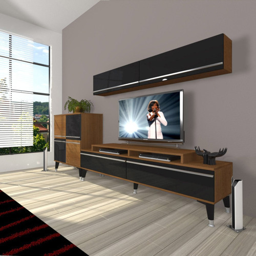 Ekoflex 6y Mdf Silver Tv Ünitesi Tv Sehpası - Ceviz Siyah