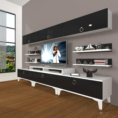 Ekoflex 8y Mdf Gold Tv Ünitesi Tv Sehpası - Beyaz Siyah