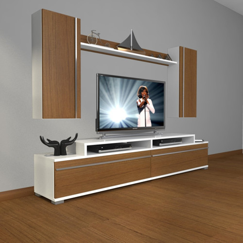 Ekoflex 7 Mdf Tv Ünitesi Tv Sehpası - Beyaz Ceviz