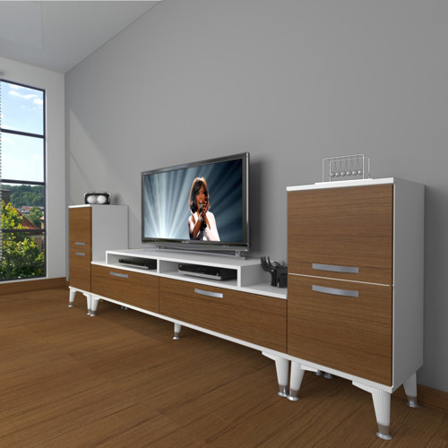 Ekoflex On2 Slm Silver Tv Ünitesi Tv Sehpası - Beyaz Ceviz