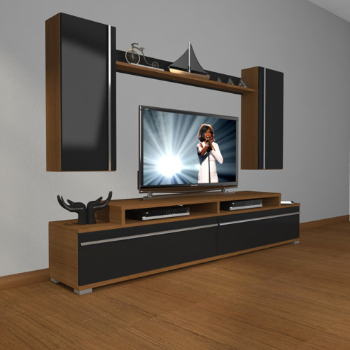 Ekoflex 7 Mdf Tv Ünitesi Tv Sehpası - Ceviz Siyah