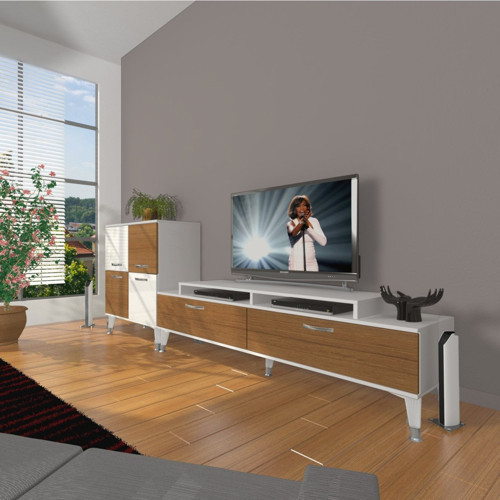 Ekoflex On Slm Silver Tv Ünitesi Tv Sehpası - Beyaz Ceviz