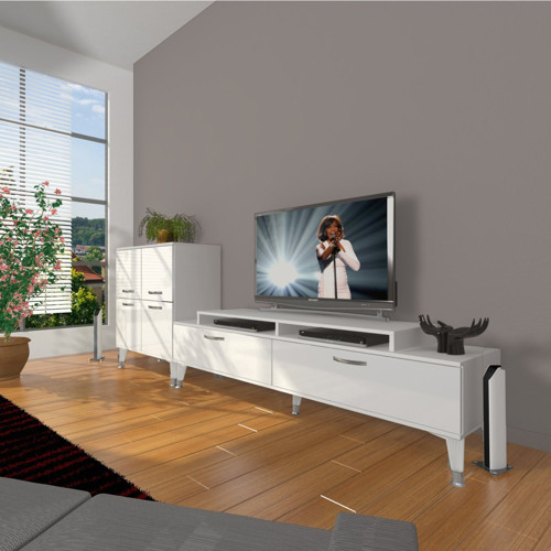 Ekoflex On Slm Silver Tv Ünitesi Tv Sehpası - Parlak Beyaz