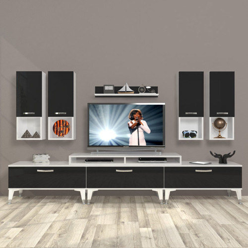 Ekoflex 8da Slm Silver Tv Ünitesi Tv Sehpası - Beyaz Siyah