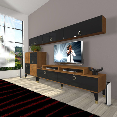 Ekoflex 8 Mdf Gold Tv Ünitesi Tv Sehpası - Ceviz Siyah