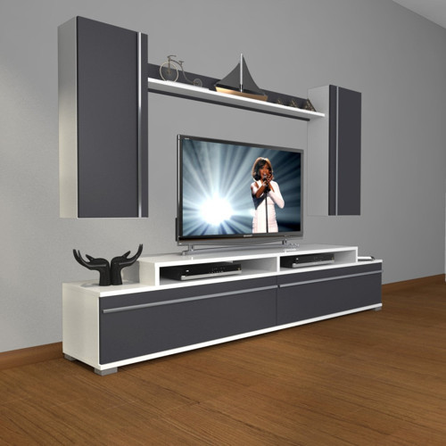 Ekoflex 7 Mdf Tv Ünitesi Tv Sehpası - Beyaz Antrasit