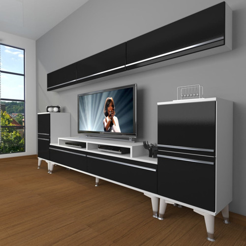 Ekoflex 9 Mdf Silver Tv Ünitesi Tv Sehpası - Beyaz Siyah