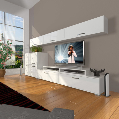 Ekoflex 8 Slm Tv Ünitesi Tv Sehpası - Parlak Beyaz