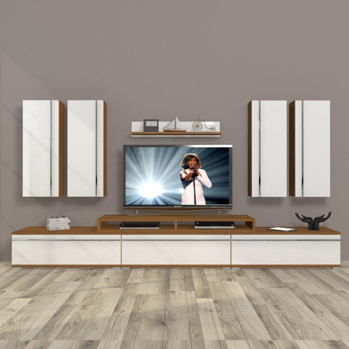 Ekoflex 8d Mdf Tv Ünitesi Tv Sehpası - Ceviz Beyaz