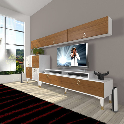Ekoflex 8 Mdf Gold Tv Ünitesi Tv Sehpası - Beyaz Ceviz
