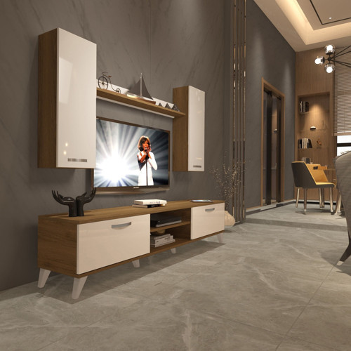 Eko 5d Mdf Dvd Retro Tv Ünitesi Tv Sehpası - Pera Beyaz
