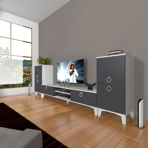 Eko On2 Mdf Dvd Gold Tv Ünitesi Tv Sehpası - Beyaz Antrasit