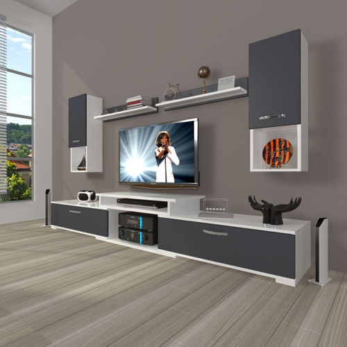 Flex 5da Mdf Tv Ünitesi Tv Sehpası - Beyaz Antrasit