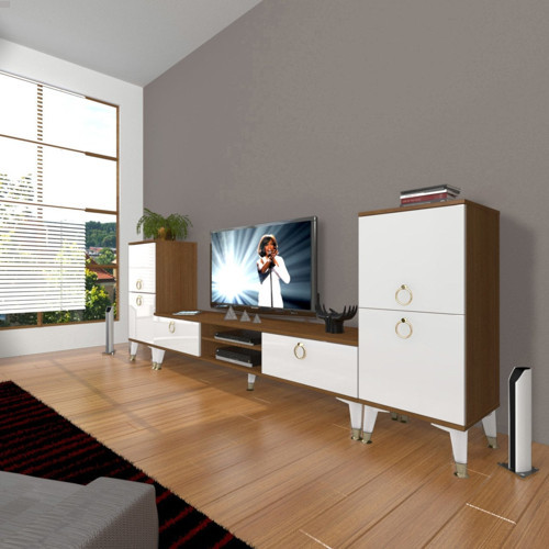 Eko On2 Mdf Dvd Gold Tv Ünitesi Tv Sehpası - Ceviz Beyaz