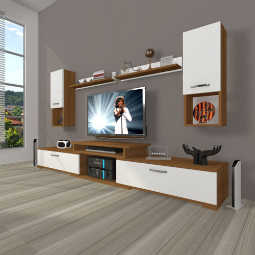 Flex 5da Mdf Tv Ünitesi Tv Sehpası - Ceviz Beyaz