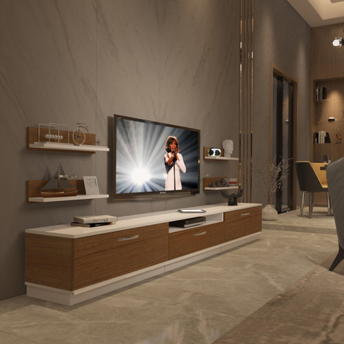 Trendstyle 270r Mdf Tv Ünitesi Tv Sehpası - Beyaz Ceviz
