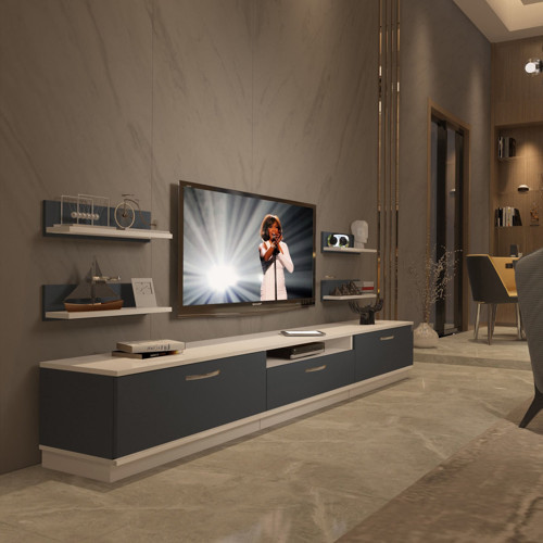 Trendstyle 270r Mdf Tv Ünitesi Tv Sehpası - Beyaz Antrasit