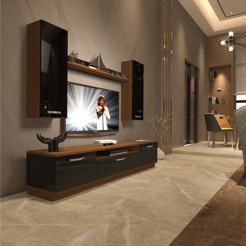 Trendstyle 5d Mdf Tv Ünitesi Tv Sehpası - Ceviz Siyah