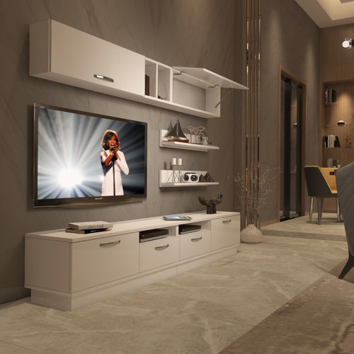 Trendstyle 5220 Mdf Tv Ünitesi Tv Sehpası - Parlak Beyaz