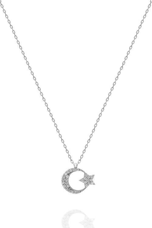 925 Ayar Minik Ayyıldız Kolye Kadın Gümüş Kolye