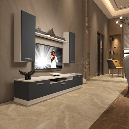 Trendstyle 5d Mdf Tv Ünitesi Tv Sehpası - Beyaz Antrasit