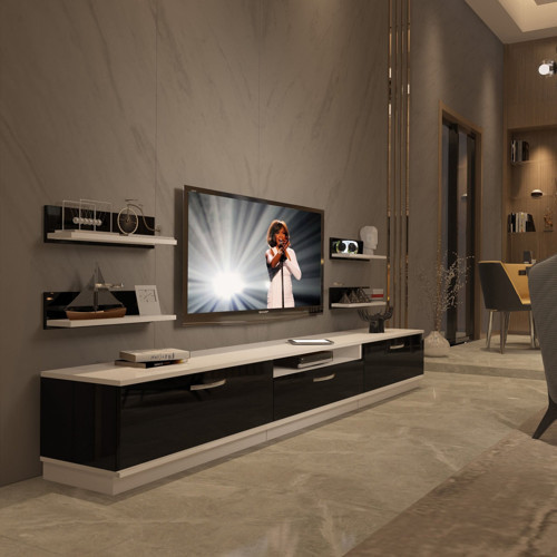 Trendstyle 270r Mdf Tv Ünitesi Tv Sehpası - Beyaz Siyah