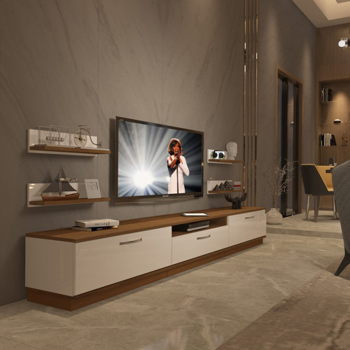 Trendstyle 270r Mdf Tv Ünitesi Tv Sehpası - Ceviz Beyaz