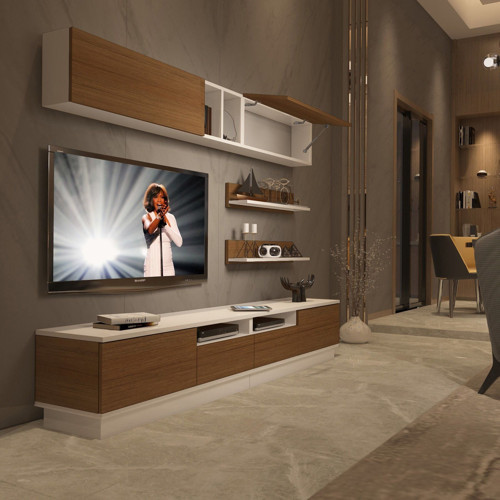 Trendstyle 5220s Slm Tv Ünitesi Tv Sehpası - Beyaz Ceviz