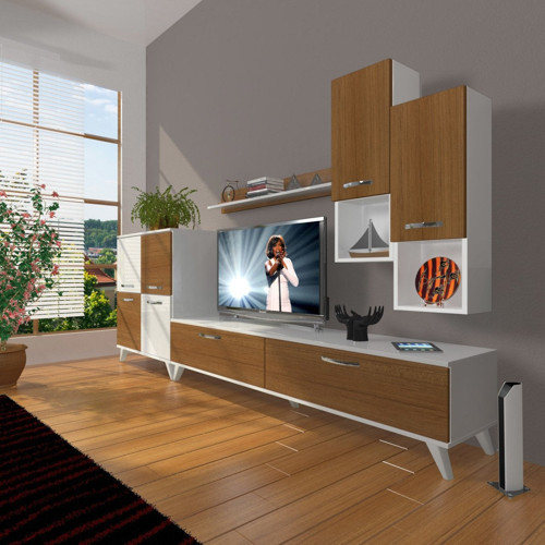 Eko 6da Mdf Std Retro Tv Ünitesi Tv Sehpası - Beyaz Ceviz