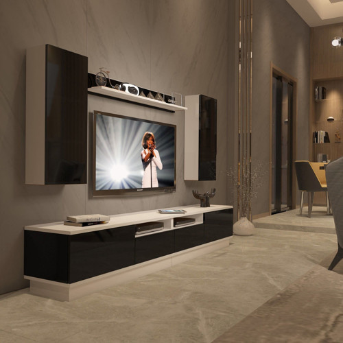 Trendstyle 5220ds Slm Tv Ünitesi Tv Sehpası - Beyaz Siyah