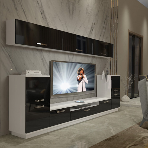 Trendstyle 9 Mdf Tv Ünitesi Tv Sehpası - Beyaz Siyah