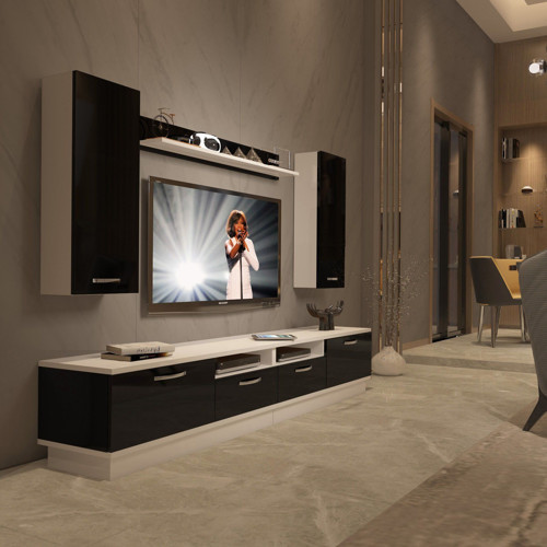 Trendstyle 5220d Slm Tv Ünitesi Tv Sehpası - Beyaz Siyah