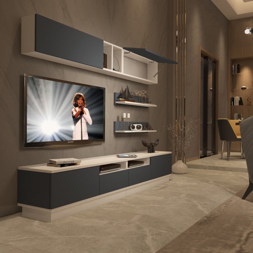 Trendstyle 5220s Mdf Tv Ünitesi Tv Sehpası - Beyaz Antrasit