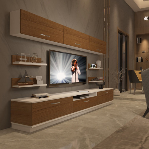 Trendstyle 8y Mdf Tv Ünitesi Tv Sehpası - Beyaz Ceviz