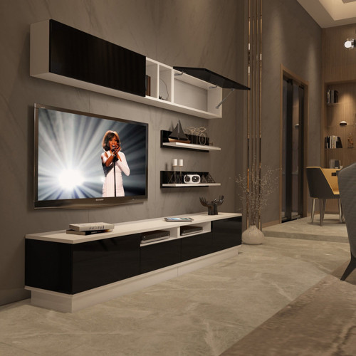 Trendstyle 5220s Mdf Tv Ünitesi Tv Sehpası - Beyaz Siyah