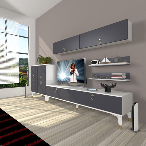 Eko 6y Mdf Std Gold Tv Ünitesi Tv Sehpası - Beyaz Antrasit